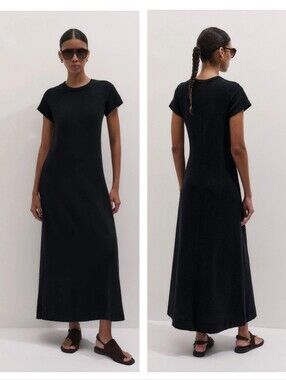 ME+EM | Dresses | Emme Mixed Media Jersey Poplin Shirt Collar Maxi Dress In  Black Sz Us 6 | Poshmark